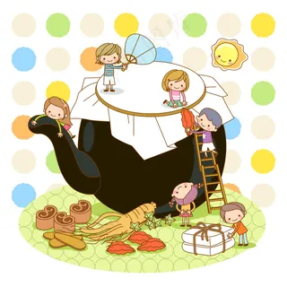 可爱的韩风卡通矢量素材 熬中药