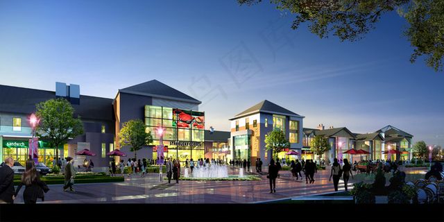 商贸中心夜色灯光PSD分层素