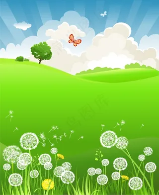 矢量绿草风光背景素材