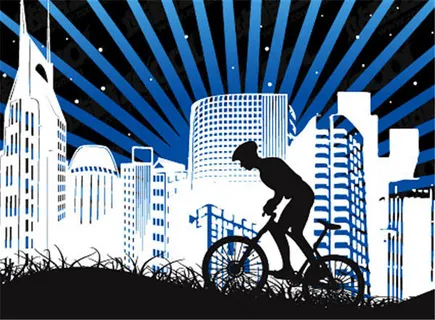 单车城市矢量素材