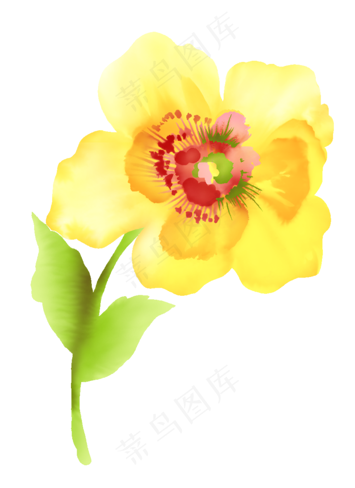 60余款水彩花手绘水彩花免扣png...