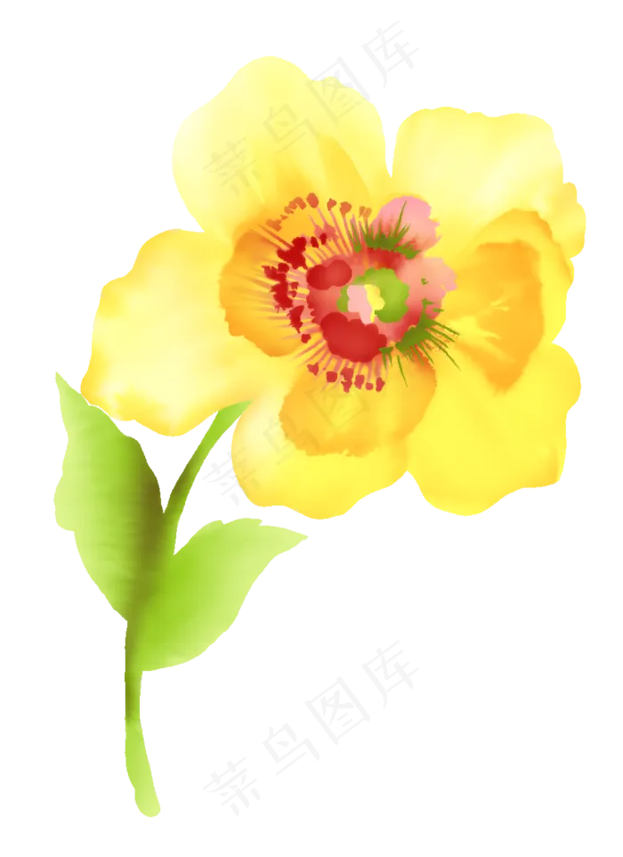 60余款水彩花手绘水彩花免扣png...(2433X2716)