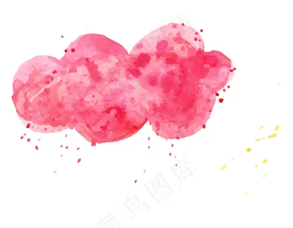 手绘水彩粉色云朵矢量图