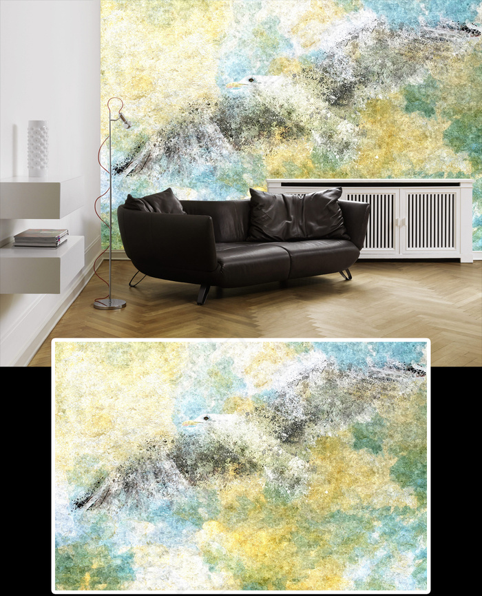 大型油画老鹰雕抽象背景墙