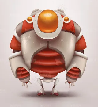 时尚卡通机器人怪兽设计矢量素材