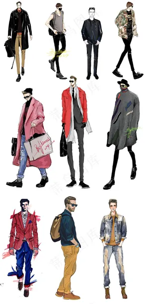 手绘男人模特高清素材