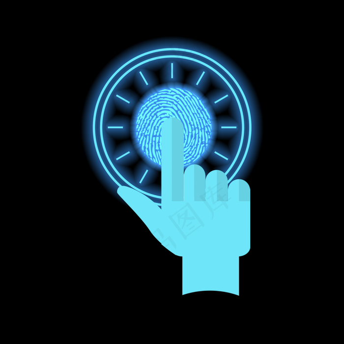 科技指纹点击触碰效果蓝色发光