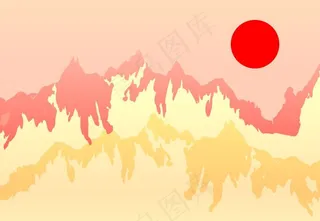 晚霞夕阳落山矢量剪影