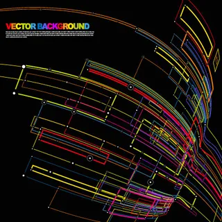 彩色电三维网格抽象的黑色背景