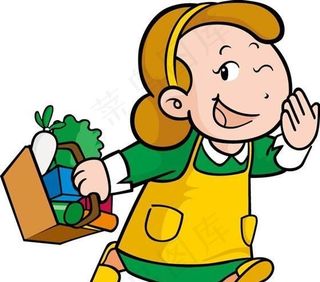 家庭主妇 做家务 日本女性人物矢量...