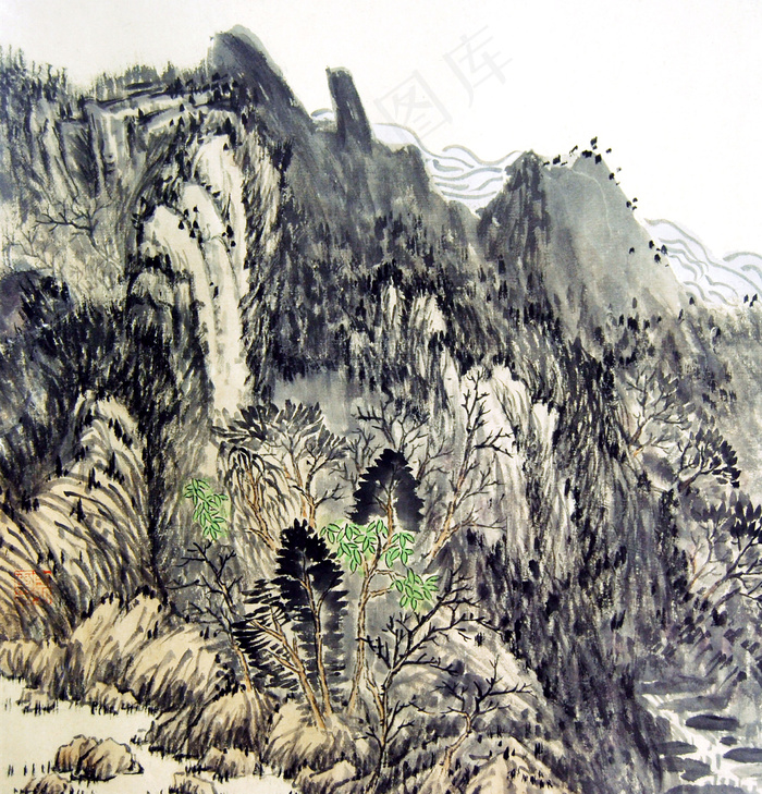 仿古山水画图片