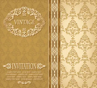 欧式花纹邀请函封面矢量素材