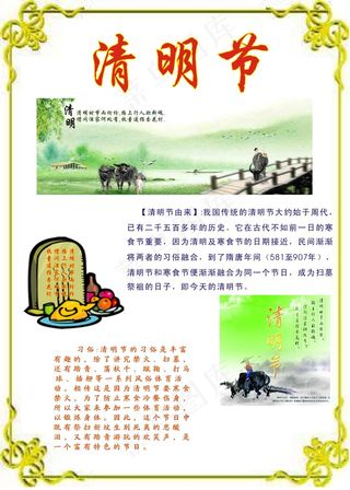 清明节习俗文化展板矢量素材