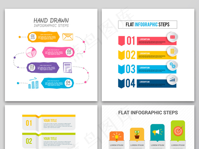 多彩卡通矢量科技信息图表设计素材