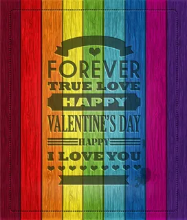 彩虹色木板情人节海报矢量素材