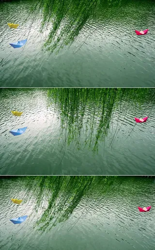 高清垂柳水波纸船风景视频