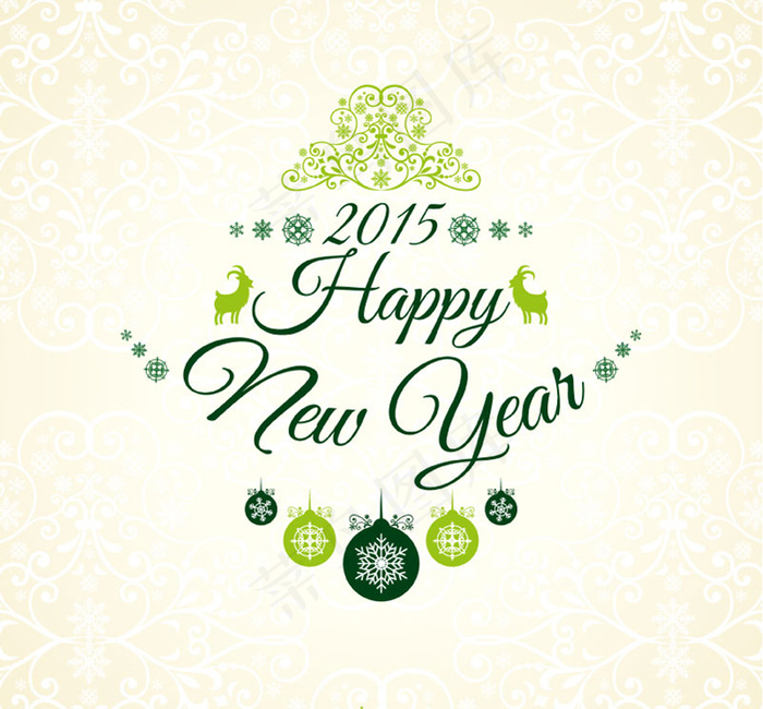 清新2015新年背景矢量素材ai矢量模版下载
