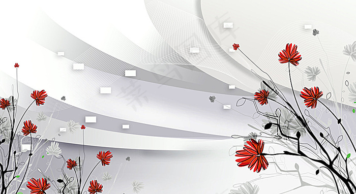 3D梦幻花图片(12331X6888(DPI:72))psd模版下载