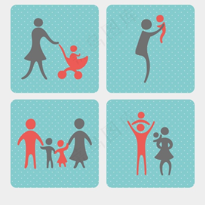 抽象一家人矢量图