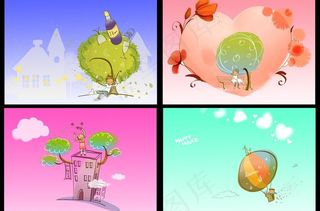 卡通背景 幼儿园广告 儿童节 六一...