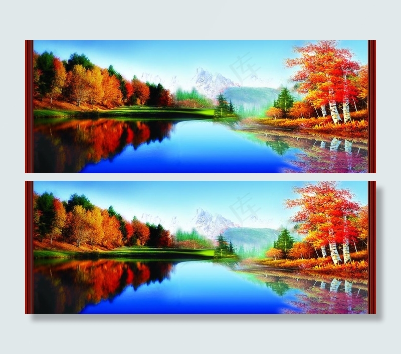 山水风景画图片(3189X1391(DPI:300))psd模版下载