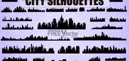 城市剪影矢量eps,ai矢量模版下载