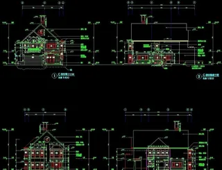 C型别墅正 后 侧立面