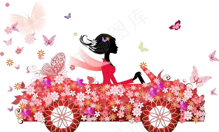 花朵花卉女孩图片eps,ai矢量模版下载