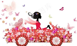 花朵花卉女孩图片