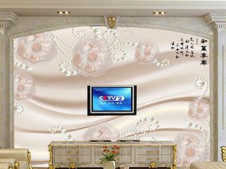 典雅奢华贵族珍珠电视背景墙壁画