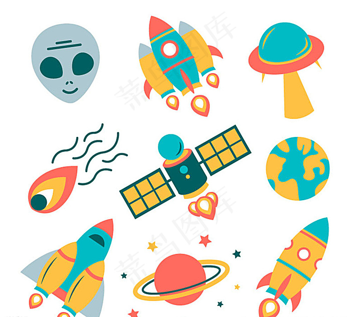 外星生物与飞船矢量图图片ai矢量模版下载