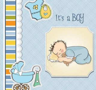 睡觉的可爱宝宝婴儿卡片图片