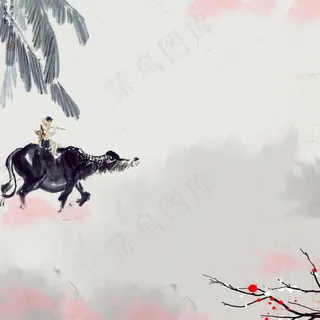 中国风水墨淡雅电商淘宝主图背景