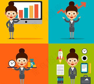 商务女子插画矢量素材图片