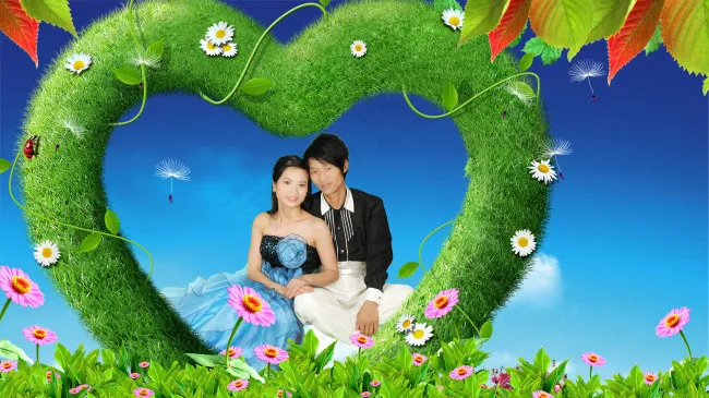 婚纱模板自然风景田园风光花海草原爱...