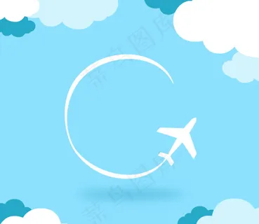 简洁白色飞机背景矢量素材