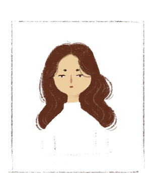 卡通头像褐色头发女孩长卷发