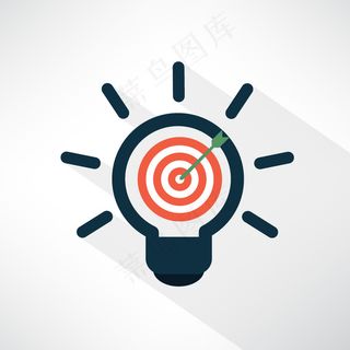创意灯泡形箭靶矢量素材