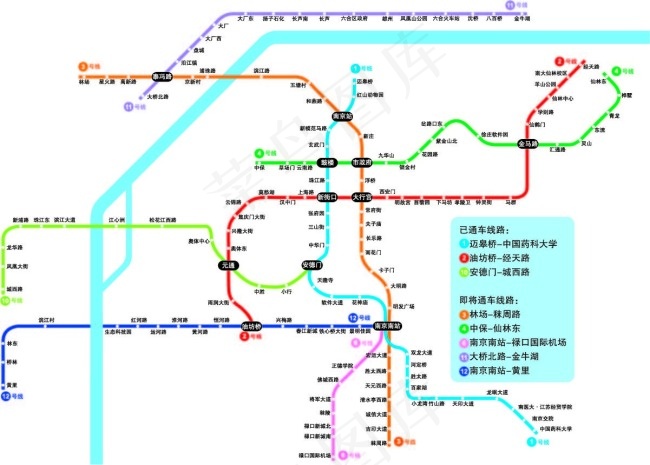 南京地铁线路图ai矢量模版下载