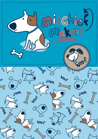 卡通可爱北欧童话梦幻儿童动物无缝平铺背景头像印刷矢量图片素材