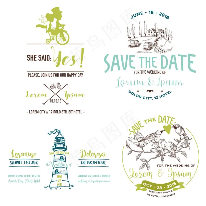 浪漫的婚礼请柬设计模板下载eps,ai矢量模版下载