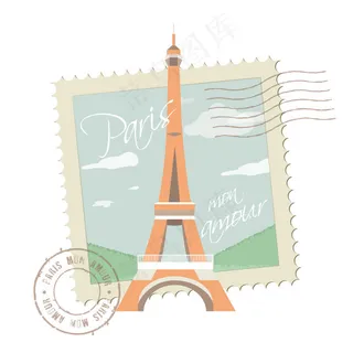 新的埃菲尔铁塔的明信片矢量素材