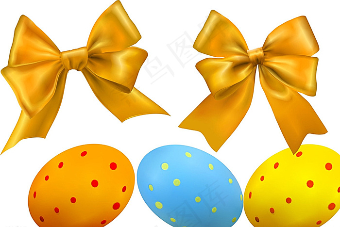 金色蝴蝶结 复活节彩蛋图片