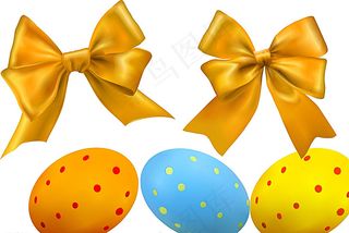 金色蝴蝶结 复活节彩蛋图片