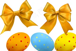 金色蝴蝶结 复活节彩蛋图片