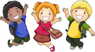 背书包跳跃的儿童