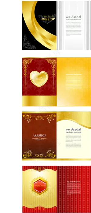 黄金的情人节贺卡模板矢量