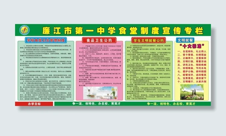 廉江市第一中学食堂制度宣传专栏cdr矢量模版下载