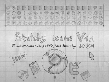 铅笔涂鸦风格网页图标-3