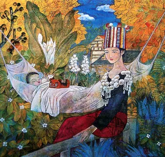 油画　畲族 民族风情_2